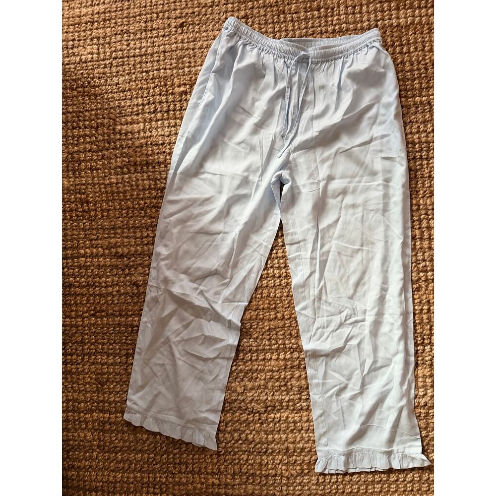 3 for $9 Blue Pajama Pants Ruffle Hem euc L